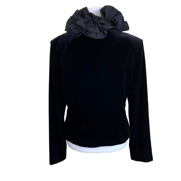 Xscape Sz 8 Vtg Elegant Dressy Ruffle Neck Fitted Velvet Blazer Jacket Luxorious - Picture 5 of 16